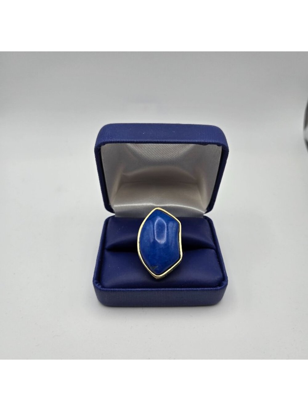 Barse Thai Lapis Lazuli Blue Stone Gold Plated Statement Ring Size 6.5
